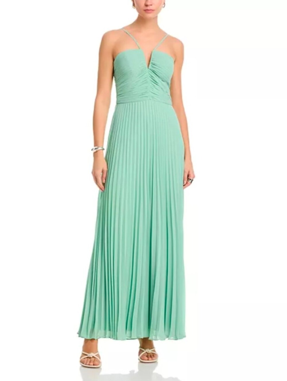 AQUA Neck Chiffon Dress - Exclusive Size L (12)